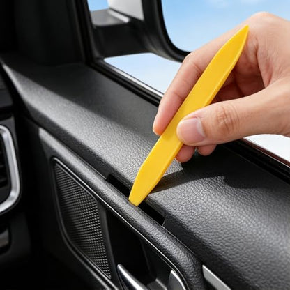 Car Trim Removal Tool Kit, 5 Pcs Auto Clip Removal Pry Tool for Door Dash Dashboard Panel Fastener Remover, Push Pin Puller Body Repair Tools - color: yellow