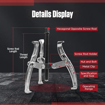 Angchun Gear Puller Set, 3" 4" 6" 8" Bearing Puller Kit Bearing Separator 2 Jaw & 3 Jaw Puller Set with Reversible Jaws Heavy Duty Gear Hub Pulley Puller Tool for Pulley Gear Bearing Flywheel Removal