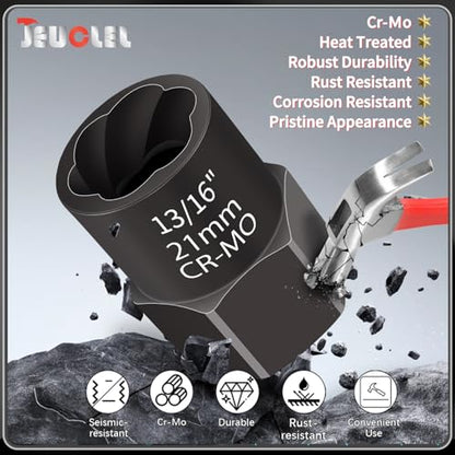 5PCS Heavy Duty Bolt Extractor Set, 1/2" Drive Easy Out Bolt Extractor Set, Nut Extractor Set Broken Bolt Extractor Kit for Removing Stripped Lug Nuts, Rounded off Nuts, Bolts, Studs