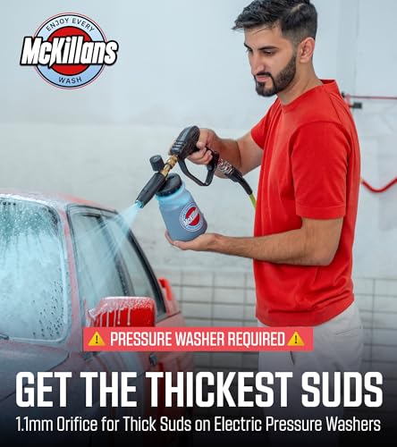 McKillans Pressure Washer Gun with Swivel & Foam Cannon Wide Mouth & M22-14mm Adapter - Adjustable Thick Foam - Power Washer Gun - 3/8" Male Plug & 1/4” Quick Connector Coupler - color: Swivel Gun & Foam Cannon