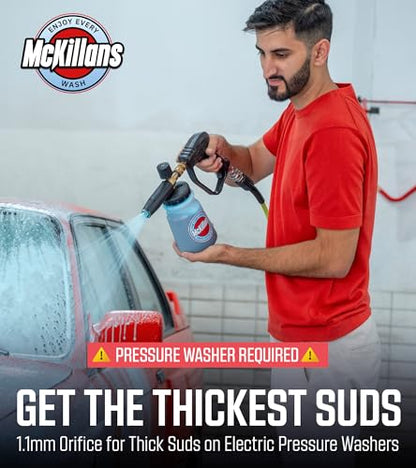 McKillans Pressure Washer Gun with Swivel & Foam Cannon Wide Mouth & M22-14mm Adapter - Adjustable Thick Foam - Power Washer Gun - 3/8" Male Plug & 1/4” Quick Connector Coupler - color: Swivel Gun & Foam Cannon