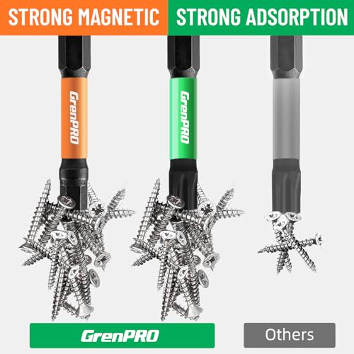GRENPRO Impact Screwdriver Bits Set, 35Pcs 2” Allen Wrench Drill Bit Set (Metric & SAE)/Trox, Premium S2 Steel Magnetic 1/4" Hex-Shank Bit Set,CNC Machined, Automotive Mechanic Home Repair - size: 2" 35pcs(Trox&Metric&SAE)