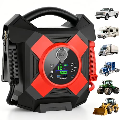 Heavy Duty Truck Jump Starter: 30000A,12V Semi Truck Jump Starter,64000 MAH, Starts Diesel & Gasoline Engines up to 50 L,-40°F to140°F,Essential Emergency Tool for Commercial Vehicl [2026 Upgraded]