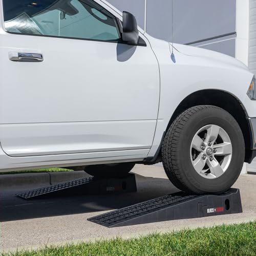 Car Service Ramps for Oil Change, 7,500 lb GAWR, 6.5" Lift, Underbody Access, Black Widow, Pair