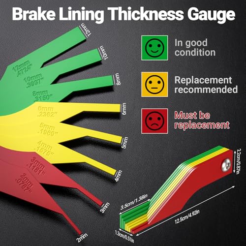 Preciva Tire Tread Depth Gauge & Brake Lining Gauge Set, Digital Tire Depth Gauge with Large LCD Display and Inches, Millimeters, Fraction Conversion, for Tread Depth, Brake Shoe and Pad Wear - color: Silver