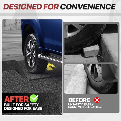 Rubber Curb Ramp 5.5" Rise Height, Arrow Patterned Sidewalk Curb Ramp for Forklift Truck Bus Car SUV, Driveway Curb Ramps for Low Profile Car, Threshold Bridge Ramp for Warehouse Garage - size: 5.5" Rise Arrow