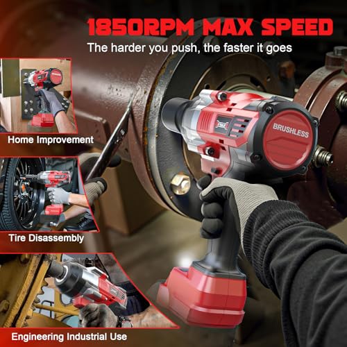 DIYtoolifz Cordless Impact Wrench 1/2 inch Compatible with Milwaukee 18v Battery, 1700 Ft-lbs High Torque Impact Driver, Electric Impact Gun with 4 Modes & LED Light for Car, Truck, Mower(Bare Tool) - size: 1/2 inch, style: Compatible with Milwaukee 18V B