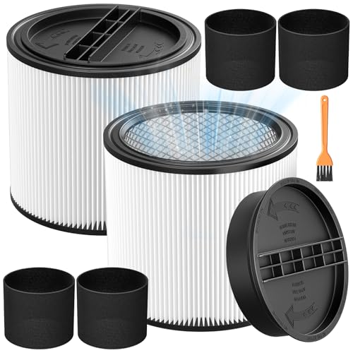 90304 Replacement Filter Kit for Shop Vac Cartridge Filter 90350 90304 | 90333 90585, Fits Most 5 Gallon and above Wet Dry Vacuum Cleaner (2+2+4+1)