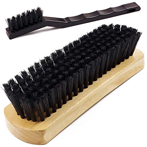 TAKAVU Leather & Upholstery Cleaning Brush Set (Black) | Car Detailing Brush for Alcantara, Leather Seats, Suede, Car Interior, Sofa & Convertible Tops - color: Black