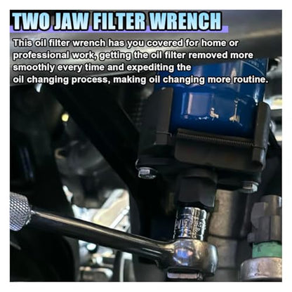 Adjustable Oil Filter Wrench Removal Tool, 60-80 mm (2.36-3.15 inch) Heavy Duty Oil Filter Tool with 2 Serrated Jaws, 1/2" Drive Cap Style Oil Filter Socket Wrench, Oil Filter Remover Tool (60-80 mm)