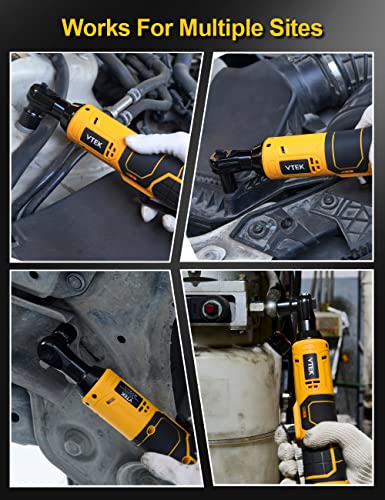VTEK 3/8" Cordless Ratchet Wrench 16.8V Electric Power Ratchet Wrench,40 Ft-lbs 400 RPM