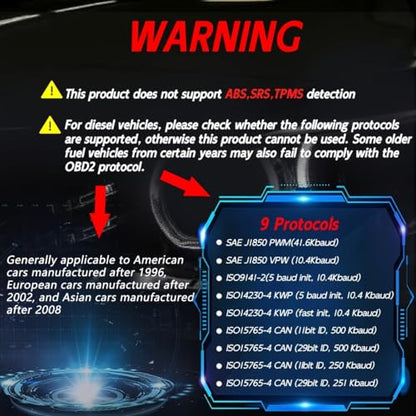 V520 OBD2 Diagnostic Scanner Tool - Quickly Engine Check Light Code Reader, Voltage Tester, I/M Readiness, Reset, and Code Eraser, Suitable for All OBD II Protocol Car & Truck Since 1996