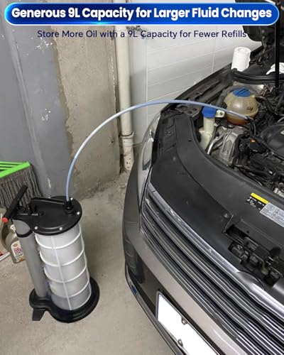 ATPEAM Oil Changer Vacuum Fluid Extractor | Manual Engine Oil Extractor Oil Changer Vacuum Fluid Extractor Pump Tank Remover (9L)