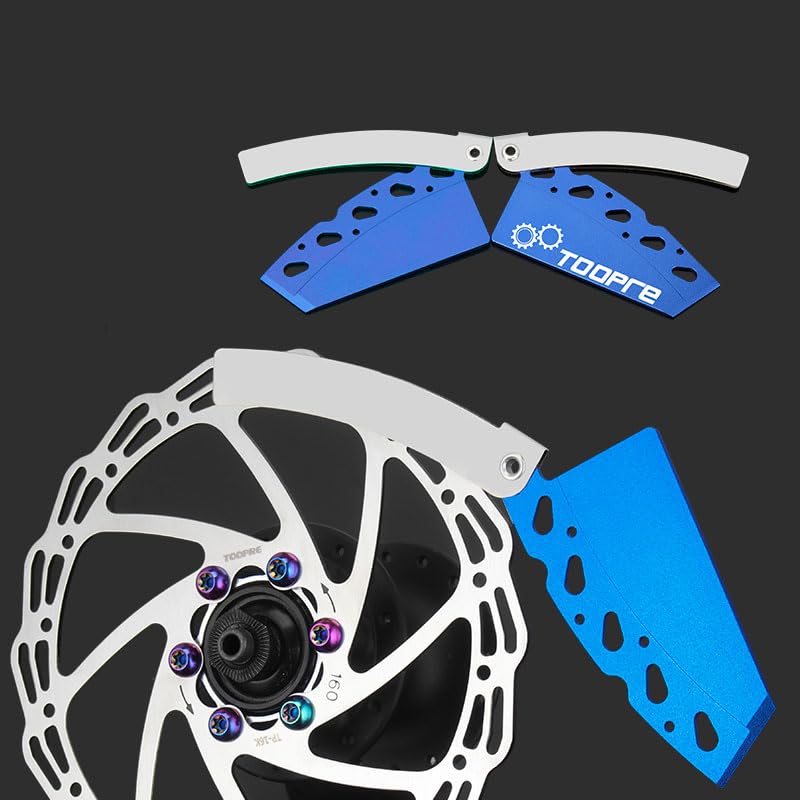 Bike Brake Pad & Rotor Alignment Tool for Hydraulic Disc Brakes, CNC Aluminum Alloy + 304 Stainless Steel, Foldable Design, Caliper Adjustment Tool, Blue