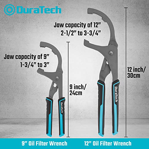 DURATECH Oil Filter Wrench Set, 9" & 12" Oil Filter Removal Tools | Pliers for Cars, Trucks, Motorcycles