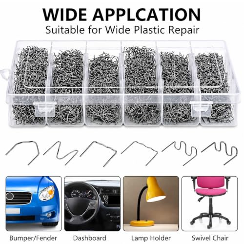ZOOFOX 3000 Pieces Plastic Welder Staples, Welding Hot Staples with Storage Box, 0.6 and 0.8mm Plastic Welding Kit for Repair Car Bumpers Dashboards Lamp Holders Daily Plastics Supplies
