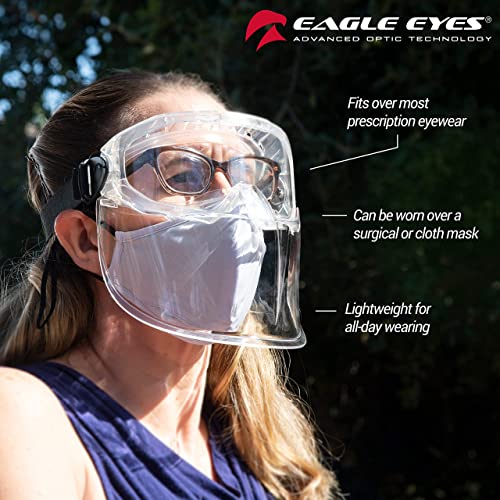 Eagle Eyes Anti-Fog Scratch-Resistant Safety Goggles with Face Shield - 99.9% UV Rays Protection - Universal Fit Lightweight Eyewear (Clear) - color: Clear