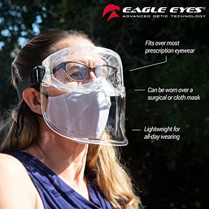 Eagle Eyes Anti-Fog Scratch-Resistant Safety Goggles with Face Shield - 99.9% UV Rays Protection - Universal Fit Lightweight Eyewear (Clear) - color: Clear
