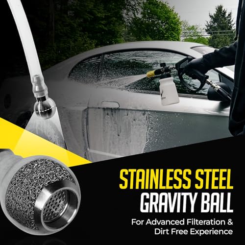 Hornet Foam Cannon for Pressure Washer (Wide Mouth) - Soap Gun for Power Washer - 4000 PSI Adjustable Car Wash Sprayer with 1.1mm Orifice - 1/4" Quick Connector - 1L Bottle