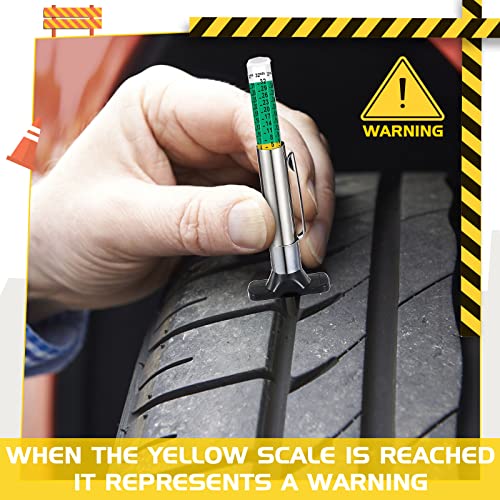 100 Pieces Tyre Tread Depth Gauge Color Coded Tire Depth Gauge Tool Tire Tread Accurate Measurement Tools, Green