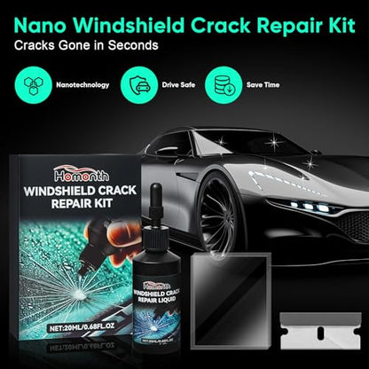 Car Windshield Crack Repair Kit - 2026 Upgrade Glass Repair Kit | Cracks Gone Glass Remover Fluid for Quick Fix Windshields, Windows, Mirrors