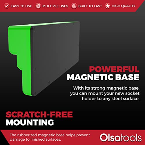 Magnetic Socket Organizer - 3 Rows, 1/4" Drive, SAE - color: Green, size: 1/4-Inch Drive, SAE