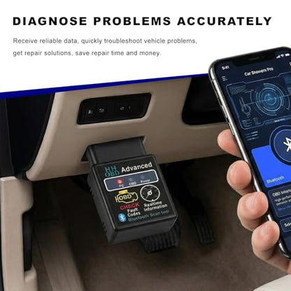 Bluetooth OBD2 Scanner for Car, Wireless OBDII Code Reader Auto Engine Fault Diagnosis Tester, Professional OBD2 Bluetooth Scan Tool Vehicle Interface Adapter for Phone and PC