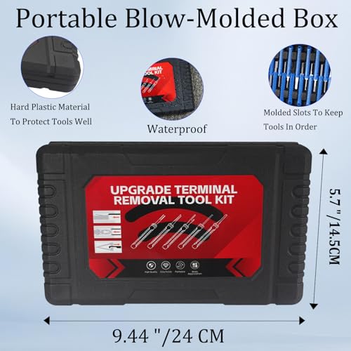 Terminal Removal Tool Kit-41Pcs Depinning Tool with Blow-Molded Case | 41Pcs Depinning Tools Kit Automotive Blue Electrical Pin Removal Tool Kit for Auto Motorcycle Wire Harness and Connectors - color: Blue