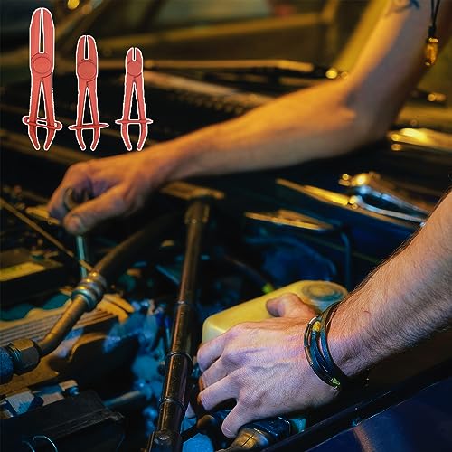 OBTANIM 3 Pack Plastic Hose Pinch Off Pliers Line Clamp Pliers Set Tool for Automotive Flexible Hoses, Gas Lines Radiator Brake Coolant and Fuel Lines (Red) - color: Red