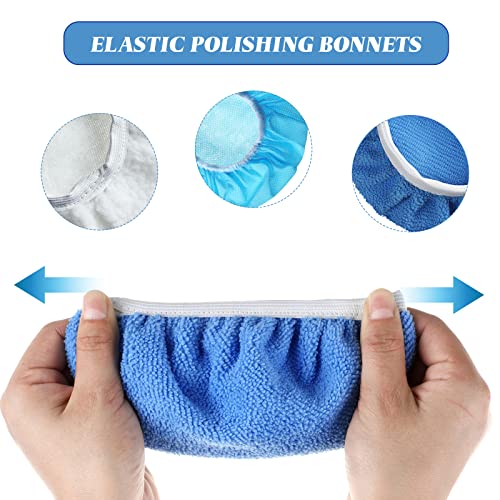 20 Pieces Car Orbital Buffer Polisher Pad Bonnet Microfiber Max Bonnet Polishing Buffing Pad Cover(7-8 Inches) - color: Blue, size: 7-8 Inches