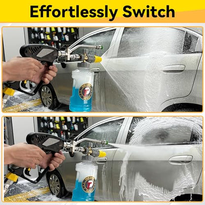 Tool Daily Foam Cannon with Pressure Washer Gun, Dual Connector Accessory | Power Washer Gun with 3/8'' Swivel Connector, Adjustable Soap Cannon with M22-14 and 1/4” Quick Connect Fittings, 1.5 Liter - size: 1.5 L