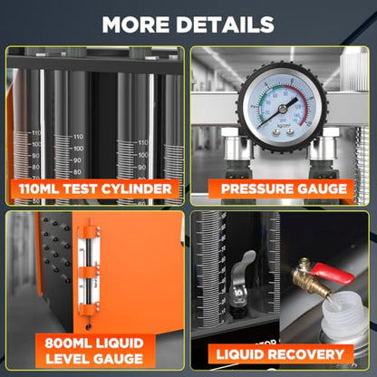Fuel Injector Cleaner Machine, 4 Cylinder 9 Test Modes Auto Fuel Injector Tester and Cleaner Kit, Ultrasonic Cleaning Kit for 5V to 12V Motorcycle Car Injectors
