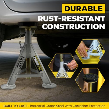 3 Ton Performance Jack Stands, Pair - style: 3 Ton - Flat Rubber Saddle