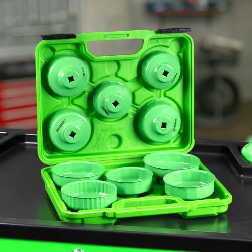 OEMTOOLS 10 Piece Flute Oil Filter Wrench Set Non-Slip Grip & 3/8" Drive | 10 Piece Flute Oil Filter Wrench Set, Fits 3/8" Ratchet, Non-Slip Grip, Rust-Resistant, Storage Case - style: 10 Piece Set