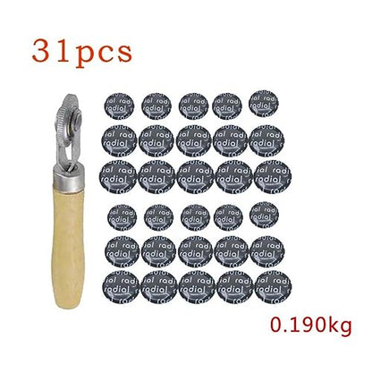30PCS 3 Size Tire Repair Patch+Roller Tool, Natural Rubber Tire Repair kit for Car Motorcycle Bikes