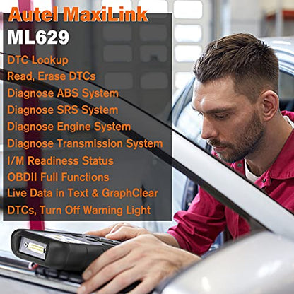 Autel MaxiLink ML629 Automotive OBD2 Scanner, 2026 Newer Model Upgraded of AL619, ML619, AL519, Car Code Reader Check Engine ABS SRS Transmission Diagnostic Scan Tool, Auto VIN, Ready Test, DTC Lookup