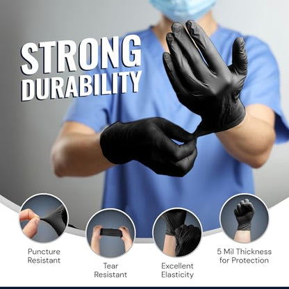 Reli. Black Nitrile Gloves, Large (250 Pack) | Heavy Duty Disposable Gloves | Powder Free, Latex Free, Food Safe | Single-Use | Premium Nitrile Rubber Material for Mechanic, Cleaning, Cooking