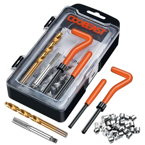 coobeast Thread Repair Kit, Thread Repair Tool with HSS Drill Bit & 30pcs 304 Stainless Steel Inserts, Complete Helicoil Rethreading Tool Set for Automotive Engine with Portable Carry Case M8x1.25 - size: M8x1.25