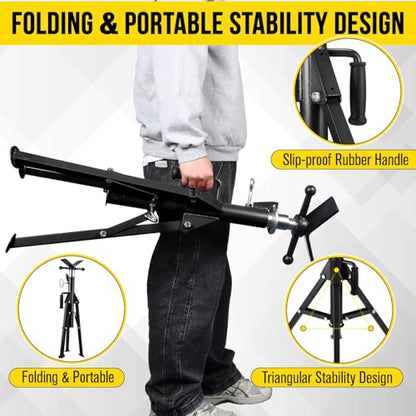 2PCS Pipe Jack Stand, Heavy Duty Pipe Stand, 2500LB Jack Stands Carbon Steel with Portable Folding Legs 28-52 Inch Height Adjustable 1/8"-12" Capacity - color: Black | 2PCS