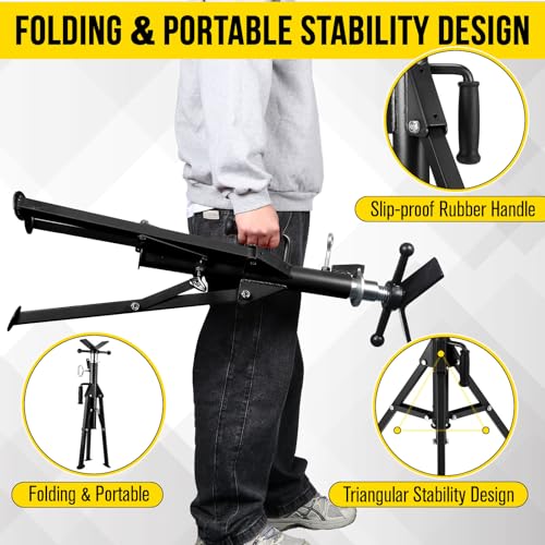 2PCS Pipe Jack Stand, Heavy Duty Pipe Stand, 2500LB Jack Stands Carbon Steel with Portable Folding Legs 28-52 Inch Height Adjustable 1/8"-12" Capacity - color: Black | 2PCS