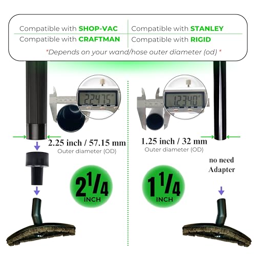 for Shop Vac Upgraded Vacuum Brush Attachment with Horse Hair Soft Bristles and Flexible Brush Head - Work on Low Carpet, Hardwood/Tiles/Hard Floors (for Shop-Vac Using 1 1/4'' & 2 1/2'' Accessories)