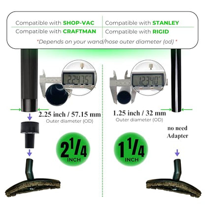 for Shop Vac Upgraded Vacuum Brush Attachment with Horse Hair Soft Bristles and Flexible Brush Head - Work on Low Carpet, Hardwood/Tiles/Hard Floors (for Shop-Vac Using 1 1/4'' & 2 1/2'' Accessories)