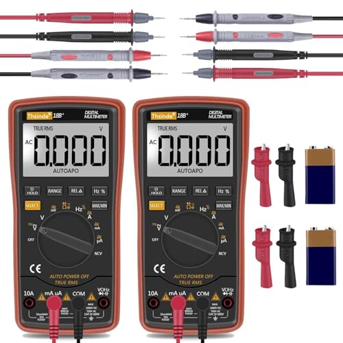 Auto Ranging Digital Multimeter TRMS 6000 with Battery Alligator Clips Test Leads AC/DC Voltage/Account,Voltage Alert, Amp/Ohm/Volt Multi Tester/Diode (Orange 8pcs) - color: Orange 8pcs