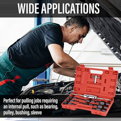Motorcycle Blind Inner Bearing Puller Tool Kit, 8-32mm Collets Internal Bearing Removal Tool with Slide Hammer, 9 pcs Inner Bearing Extractor Kit - size: 9pcs with Slide Hammer