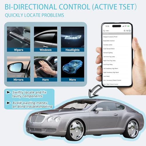 Z100 OBD2 Scanner Bluetooth 5.2 Full System Diagnostic Tool, 9+ Reset Functions, OBD2 Bidirectional Scan Tool Car Code Reader, Full OBD Mode, for iOS & Android