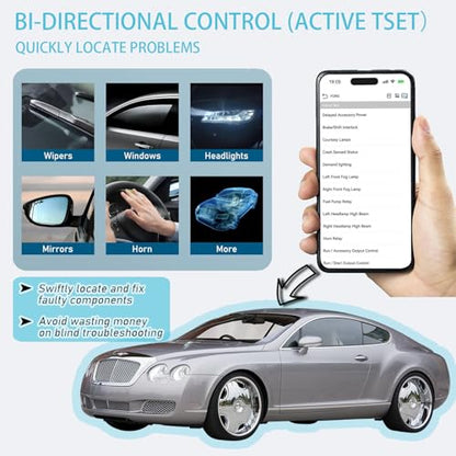 Z100 OBD2 Scanner Bluetooth 5.2 Full System Diagnostic Tool, 9+ Reset Functions, OBD2 Bidirectional Scan Tool Car Code Reader, Full OBD Mode, for iOS & Android