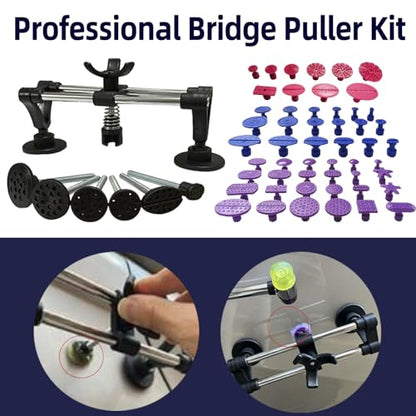 Car Dent Puller Kit,dent Removal Kit for Dent Repair with 5 Kinds of Dent Puller,Dent Lifter& Big Size Heavy Duty Slide Hammer &Bridge Puller for Hail Dent Removal Tools(103pcs no dent Light)