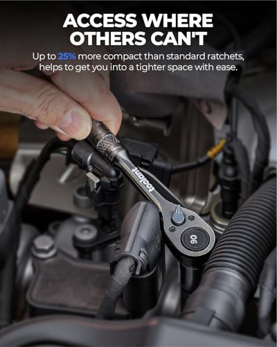 toolant 1/2" Drive Ratchet, 90-Tooth Compact Ratchet Wrench, 4°Swing, Black Titanium Finish with Reversible Quick Release, 10" Length - size: 1/2"-10inch, style: Fix-head Ratchet