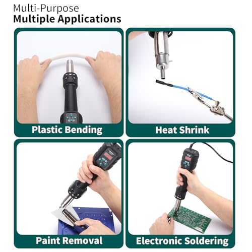 YIHUA 8858 IV Multi-Purpose Heat Gun for Crafting, Electronics Soldering, DIY, Shrink Tubing and Wrap, Torch Marker and Paste, Epoxy Resin with Temperature and Air Volume Control Function, 3 Nozzles