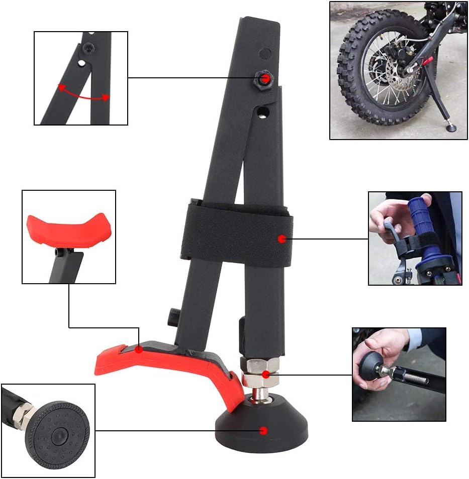 CNC Universal Motorcycle Wheel Stand Lift Trail Stand for Most Dirt Bikes | Adjustable and Portable Dirt Bike Wheel Lift Stand (Length Adjustment Range:35CM/ 13.78IN-41CM/ 16.14IN)-Red - color: Red